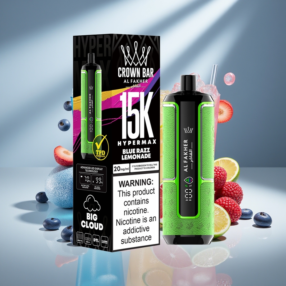 Al Fakher Crown Bar 15K Hypermax Голубая Малиновая Лимонада с 22мл и 600мАч