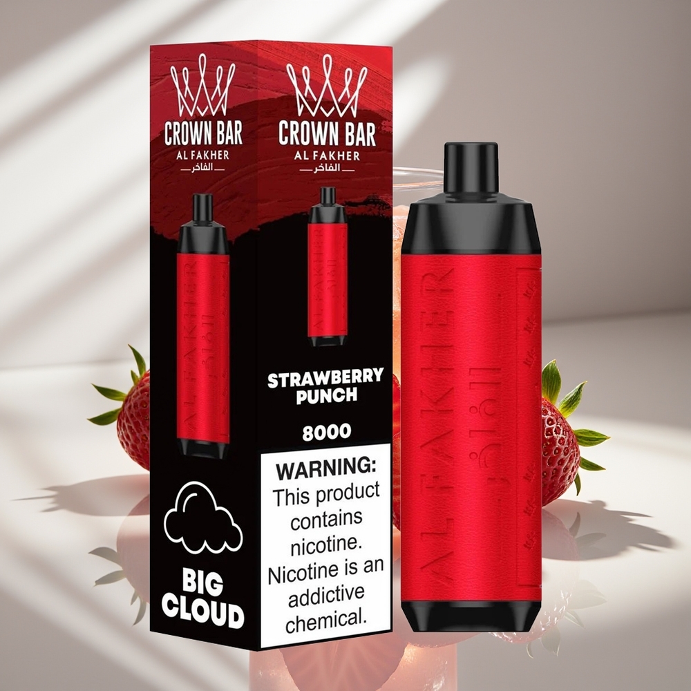 Al Fakher Crown Bar 8000 Crystal Клубничный Удар с 18мл и USB-C