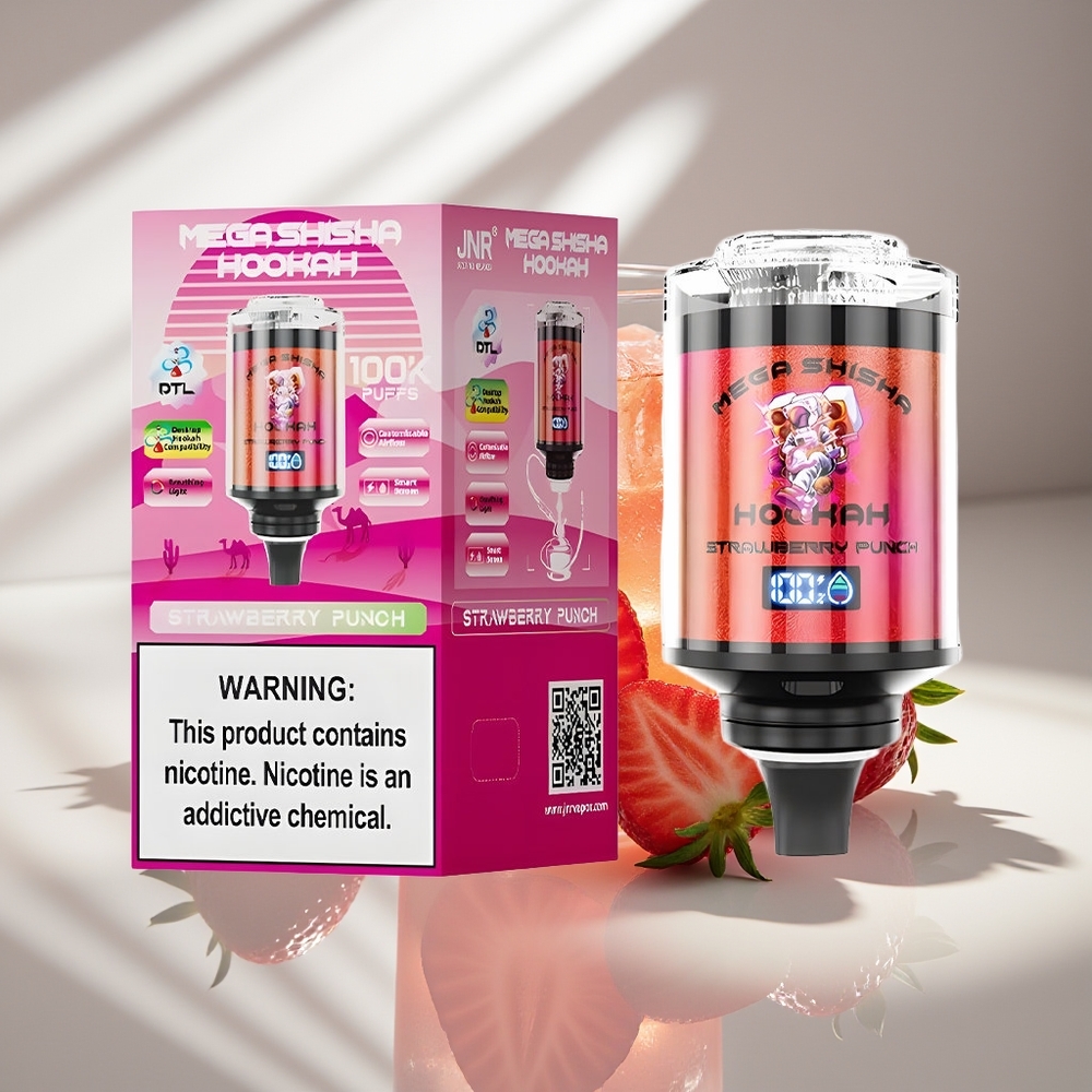 JNR Mega Shisha Hookah 100K Клубничный Удар с 2200mAh и 60мл