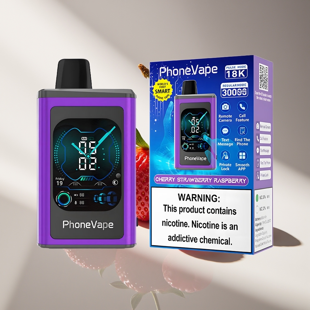 JNR PhoneVape 30000 Вишня Клубника Малина с Турбо Режимом и Полным Экран