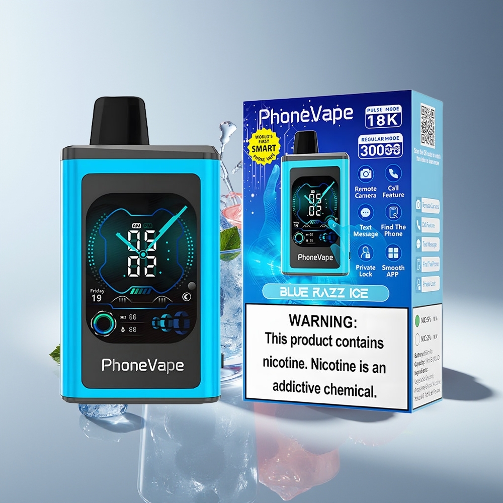 JNR PhoneVape 30000 Голубая Малина Лёд с Турбо и Камерой