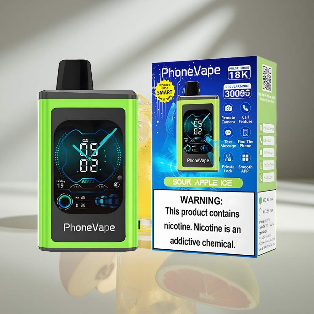 JNR PhoneVape 30000 Кислое Яблоко Лёд с Турбо Режимом и Регулируемым Воздушным Потоком
