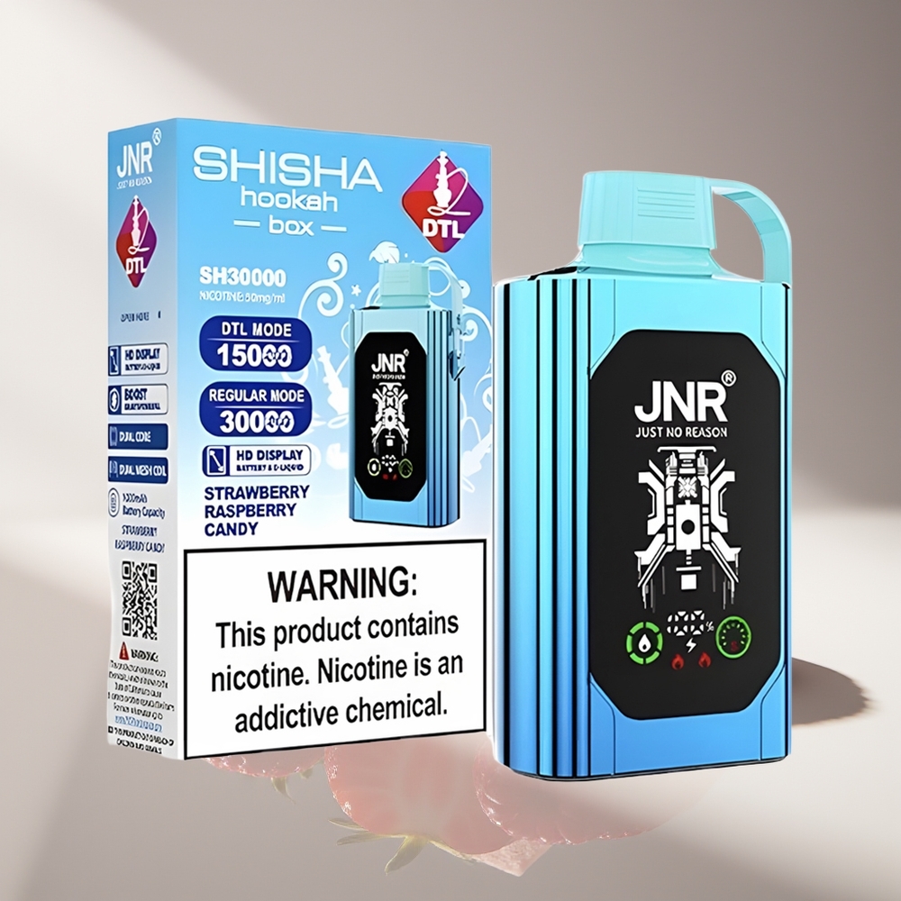 JNR Shisha Hookah Box 20500 Клубнично-малиновая конфета с HD дисплеем и двойной сетчатой спиралью