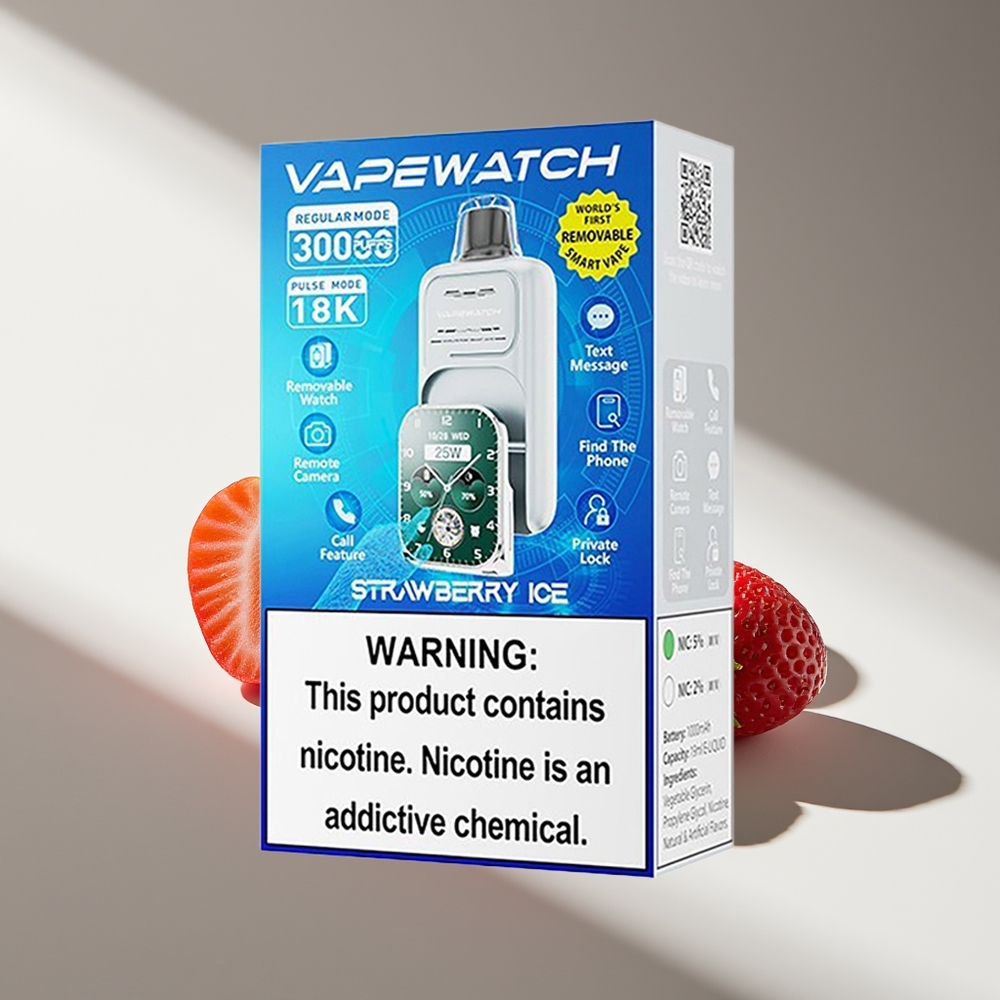 JNR VapeWatch 30000 Клубничный Лёд с Двойной Сеткой и Быстрой Зарядкой